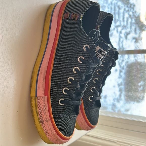 Converse Chuck Taylor All Star Rainbow Platform Black Denim Limited Edition 2020 - Picture 3 of 12